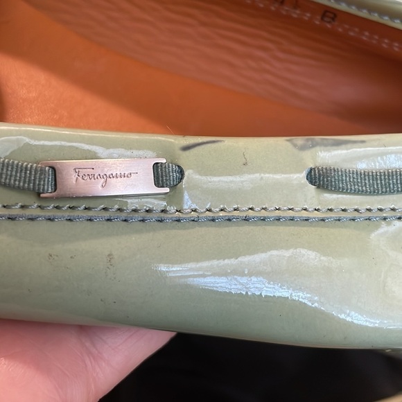 Salvatore Ferragamo Pistachio Green Patten Leather Pointed Toe Bow Loafers - Picture 14 of 15